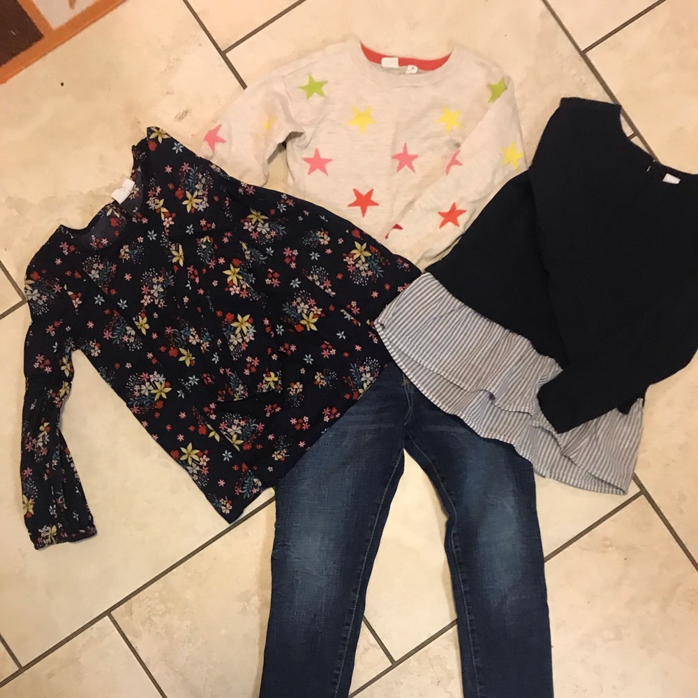 Size 8 Gymboree jeans & 3 Gap size 8 long sleeve.